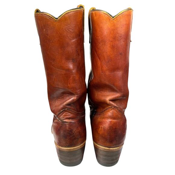 Vintage 70’s Sears Men’s Brown Leather Campus Style Cowboy Boots Size US 8 D main image 4